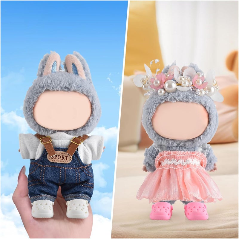 GDLSYLGHY Cute Doll Shoes for Lububu, Premium Doll Shoes for 4-7in Dolls, Compatible with Lububu Doll Clothing & Outfits, 2 Pair of Clog Shoes(Pink and White) - Image 4